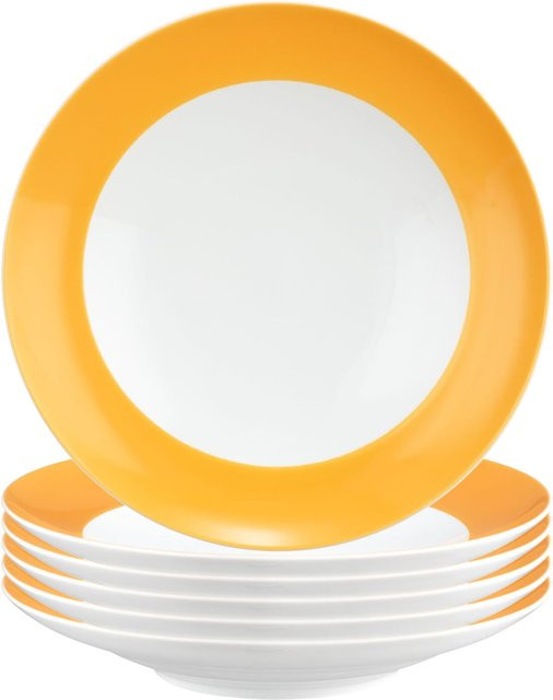 Seltmann Weiden Suppenteller Liberty Pure Colors Gelb aus Steinzeug, 6er Set, Durchmesser: 23,5 cm - Bild 1