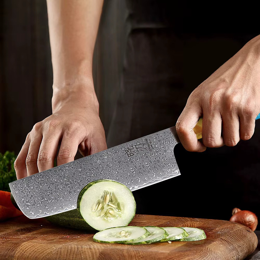Handgemachtes Nakiri-Messer aus Damaststahl von TURWHO für Gemüse und Fleisch - Bild 3