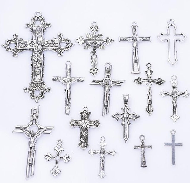 Binchi Outdoor Product Anhänger Kreuz, Messing, Silber, Unisex - Bild 1