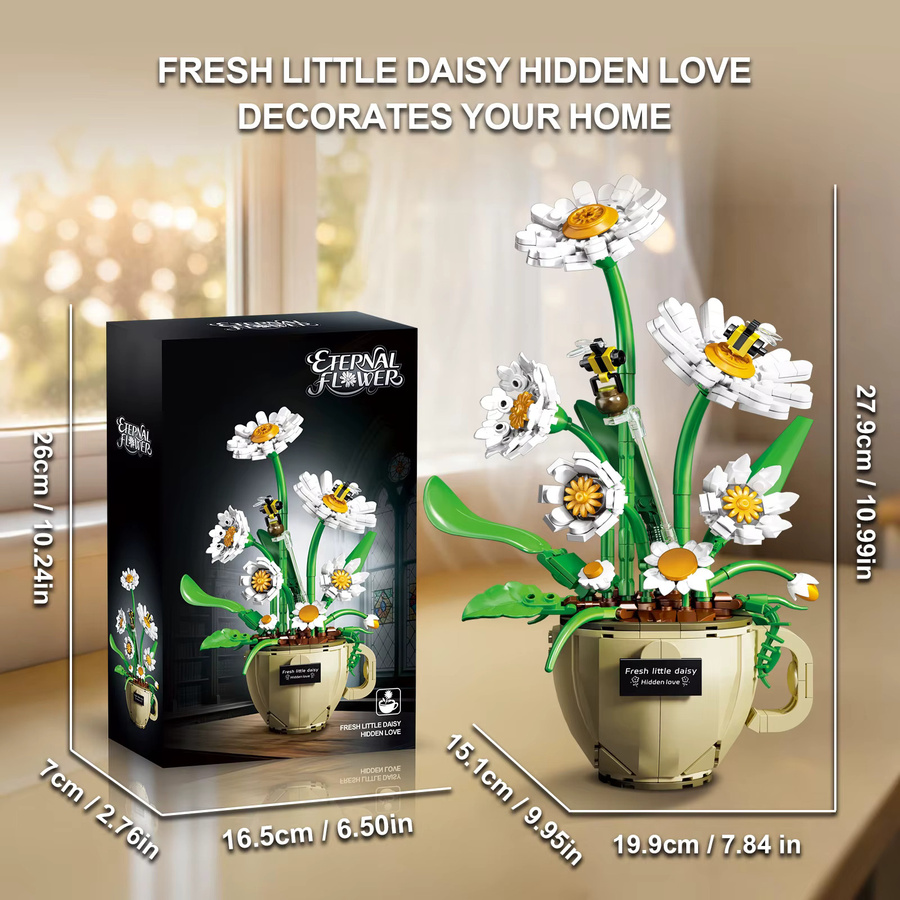 JAKI Kaffeetassen-Chrysanthemen-Bouquet Baustein-Set, Natur, Bunt - Bild 5