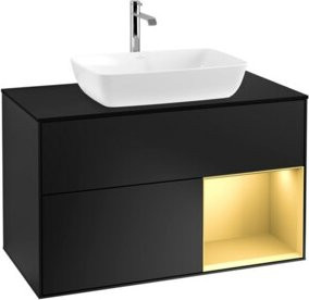 V&B Waschtischunterschrank Finion 100 mit Wandbeleuchtung in Blau lackiert, B/T/H: 100 x 50,1 x 50,1 cm - Bild 1