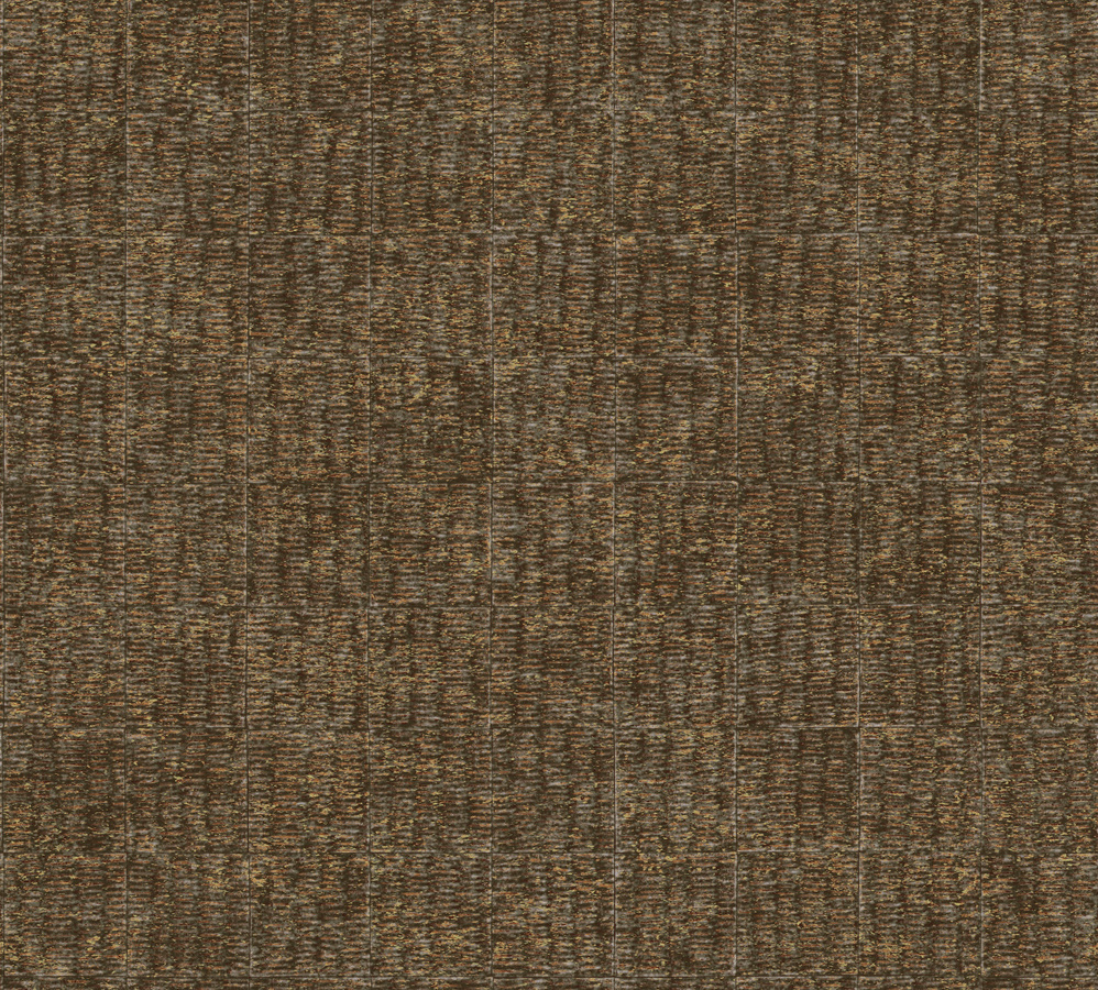 Élitis Tapete Mimbre Precioso Dunkelbraun Kupfer mit geometrischem Abstract-Muster aus Vinyl - Bild 1