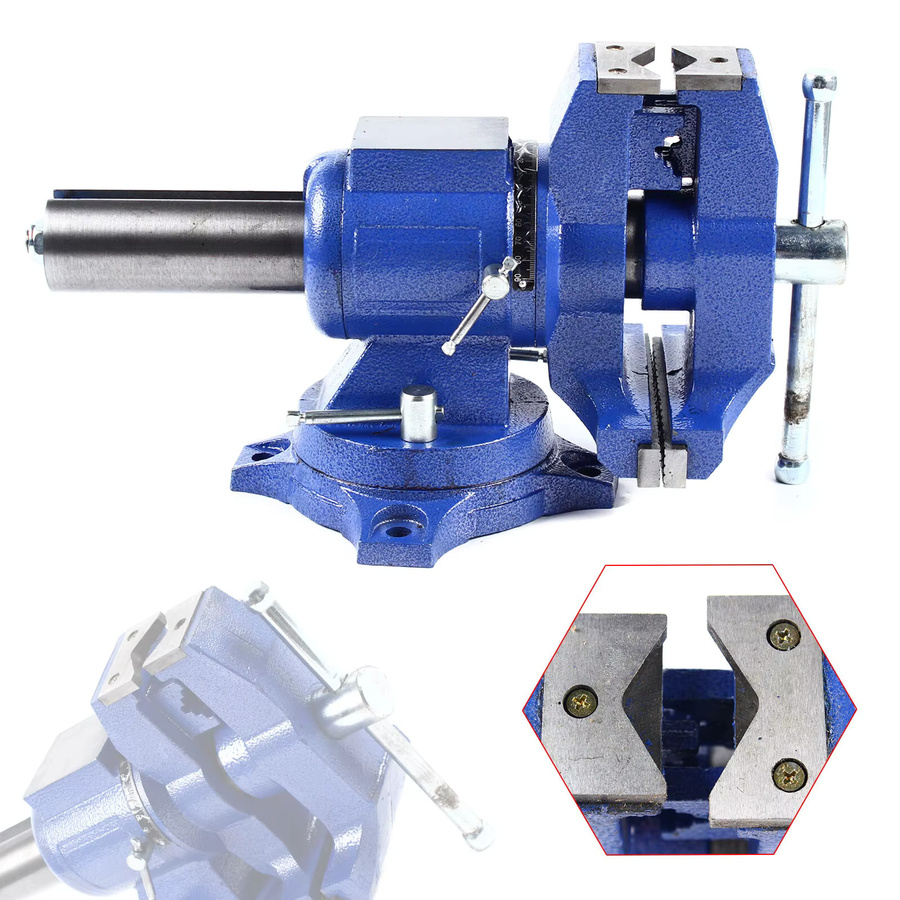 CNCEST 2-in-1 Multifunktions-Schraubstock mit 360 Grad Drehbarkeit, Blaue Parallel-Werkbank 100 mm für Holzbearbeitung und Modellbau - Bild 4