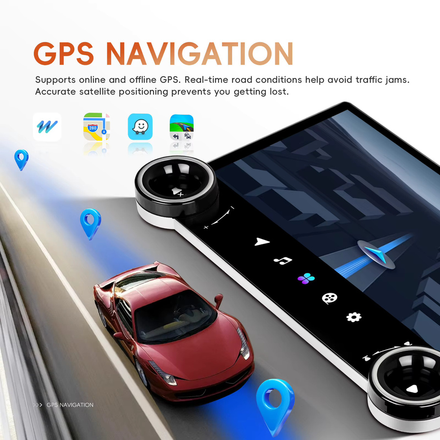 Podofo Android Autoradio mit 12,5 Zoll Display, 6 GB RAM und 128 GB Speicher, 2 DIN Multimedia-Player mit GPS, WiFi, Bluetooth, kabellosem CarPlay und Android Auto, Farbe: Schwarz - Bild 3
