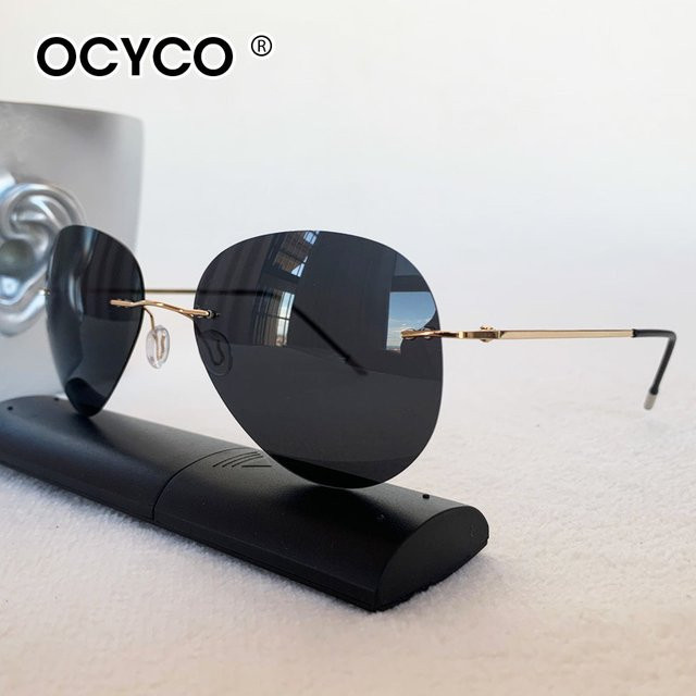 OCYCO 2026 Sonnenbrille Pilot, randlos, Metall, polarisiert, Unisex, schwarz - Bild 1