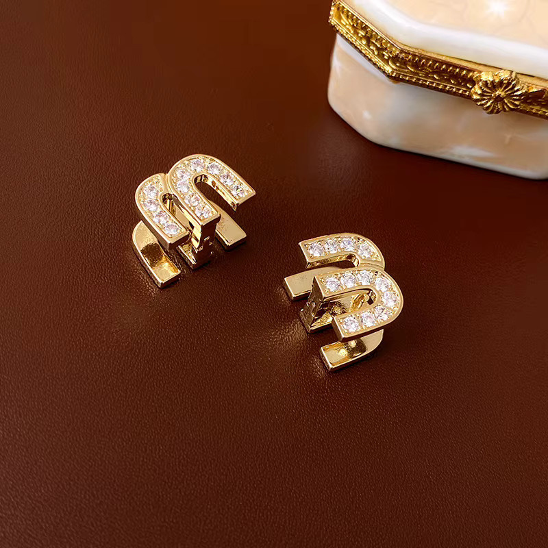K-HOME Ohrstecker Buchstabe M, Strass, Damen - Bild 2