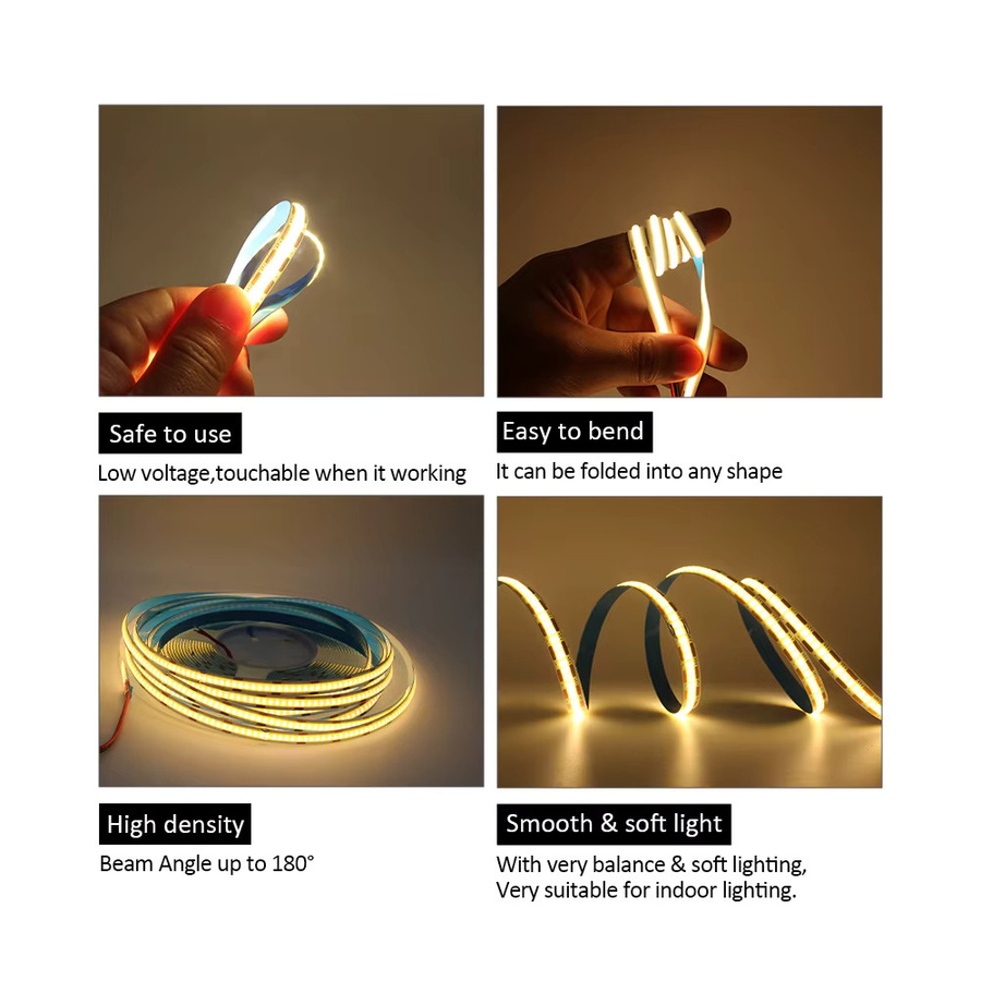 WeeTisa COB LED Streifen Warm White mit 320 LEDs/m, dimmbar, 5V 12V 24V - Bild 3