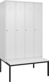 C+P Spind Classic PLUS Garderobenschrank mit Sitzbank, 4 Abteile, Farbe: Anthrazit/Grau und Reinweiß, B/T/H: 212,0 x 120,0 x 81,5 cm, mit Zylinderschloss und 4 Garderobenhaken - Bild 1