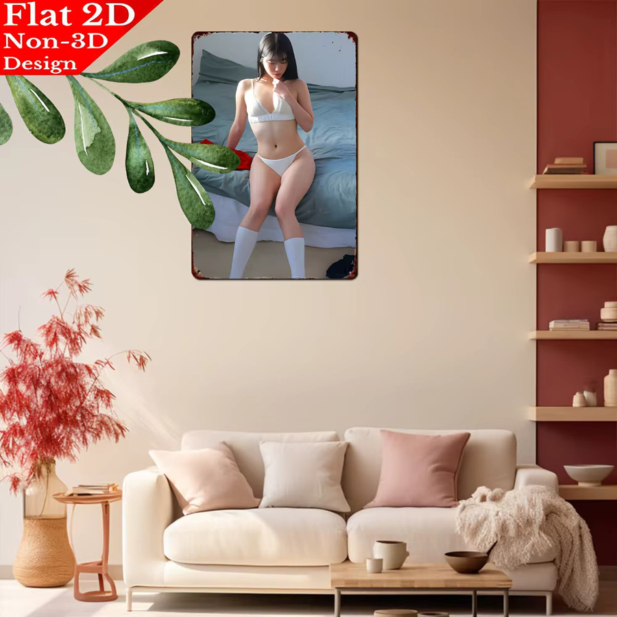 CIFBUY Vintage Metallschild Sexy Woman Aluminiumplakette Retro Wandkunst B: 8,0 cm, H: 30,0 cm, Mehrfarbig - Bild 3