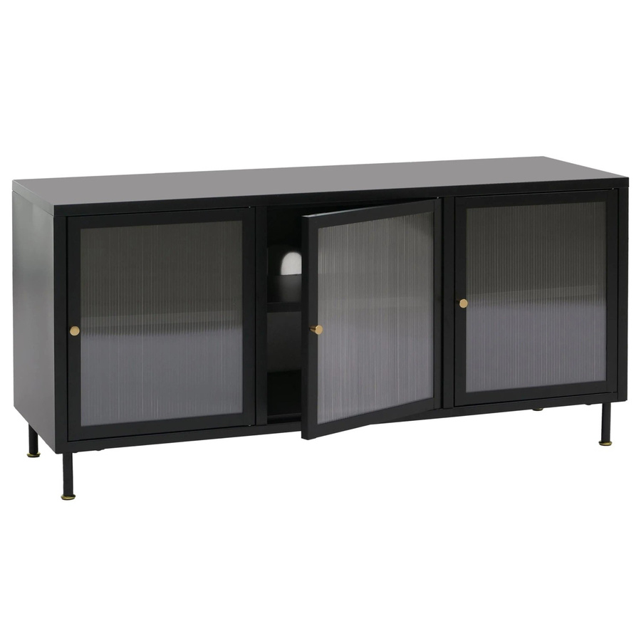 MCW TV-Rack O87 Lowboard im Industrial Look aus Metall und Schilfglas, Schwarz, B/H/T: 120 x 58 x 40 cm - Bild 2