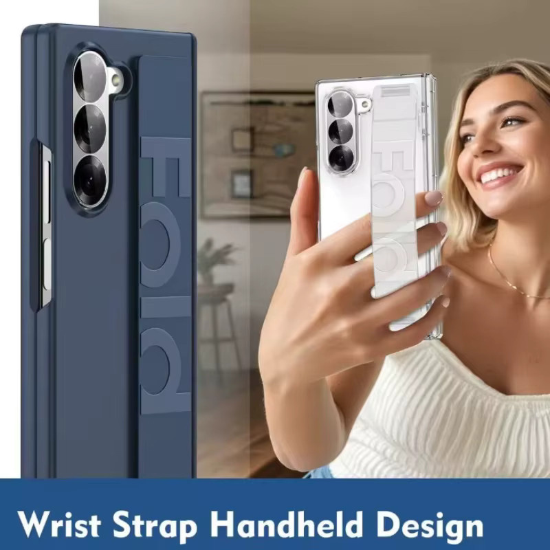 Stoßfeste Silikonhülle mit Handschlaufe für Samsung Galaxy Z Fold (Modelle 3 bis 7) und S-Serie Ultra Plus, transparent/blau - Bild 2