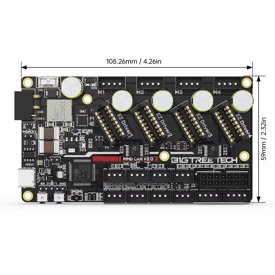 BIGTREETECH MMB CAN V2.0 Board mit STM32G0B1RET6 MCU für Klipper Precision Control und ERCF V2, Schwarz - Bild 2