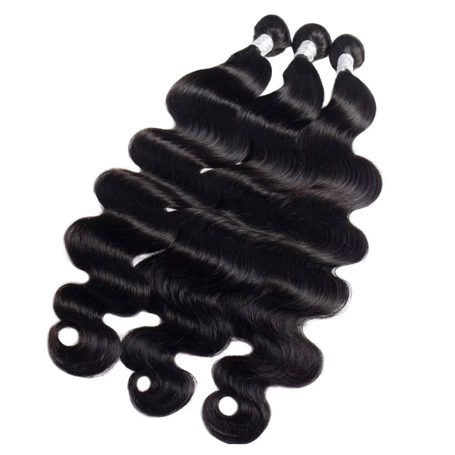 Cheetahbeauty Brasilianische Body Wave Echthaar-Bündel, Remy Raw Double Weft, Naturschwarz - Bild 2