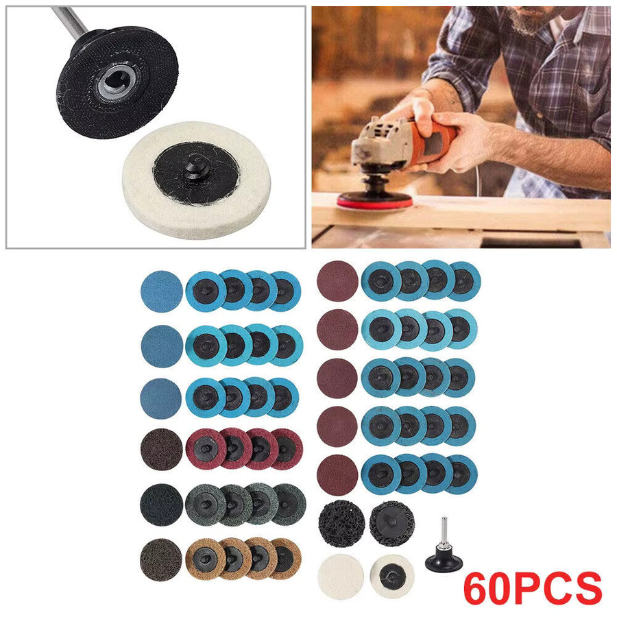 Podofo 60-teiliges Schnellwechsel-Schleifscheiben-Set mit Halter für Winkelschleifer zur Rost- und Farbentfernung aus Nylonfaser - Bild 2