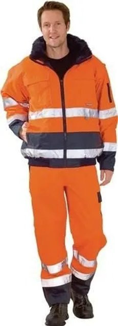 Planam Warnschutz Comfortjacke in Orange und Marine, Größe M, nach EN ISO 20471 Klasse 3 - Bild 1