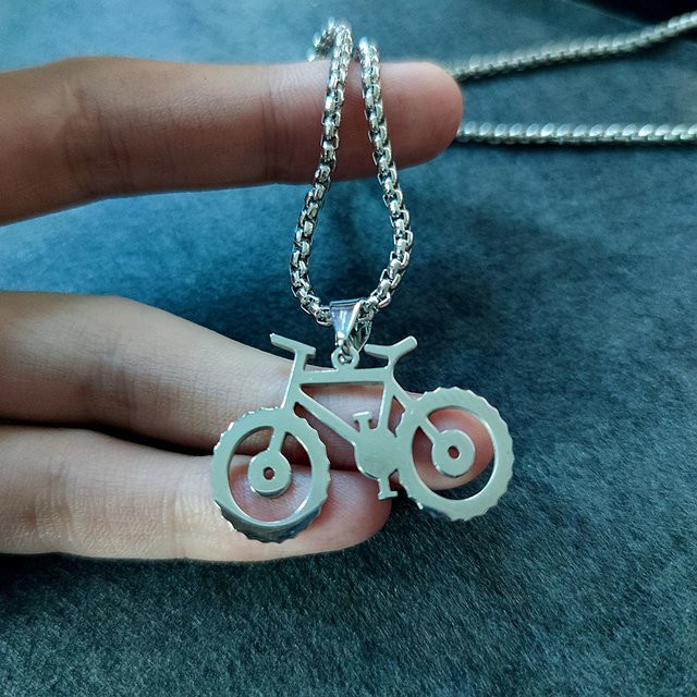 YiYuYiHua Halskette mit Fahrrad-Anhänger, Edelstahl, Unisex - Bild 1