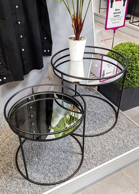Beistelltisch HOYA 2er Set von HAKU Möbel in Schwarz mit Glasplatte und Metallgestell - Bild 1