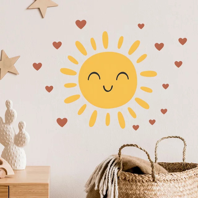 BRUP Wandaufkleber Lächelnnde Sonne in Gelb für Kinderzimmer und Wohnzimmer - Bild 1