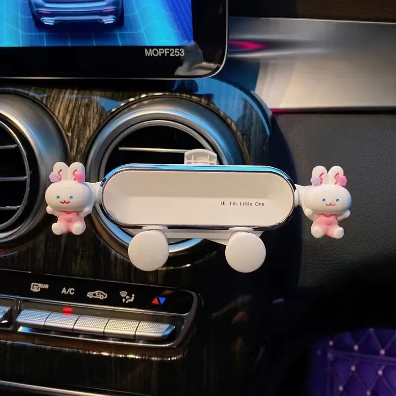 KJOY Handyhalterung für das Auto mit Cartoon-Kaninchen Design als Luftauslass-Clip in Weiß - Bild 3