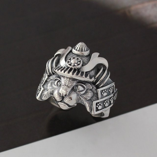 LENNIK Ring Samurai Katze, Silber, Unisex, Verstellbar - Bild 1