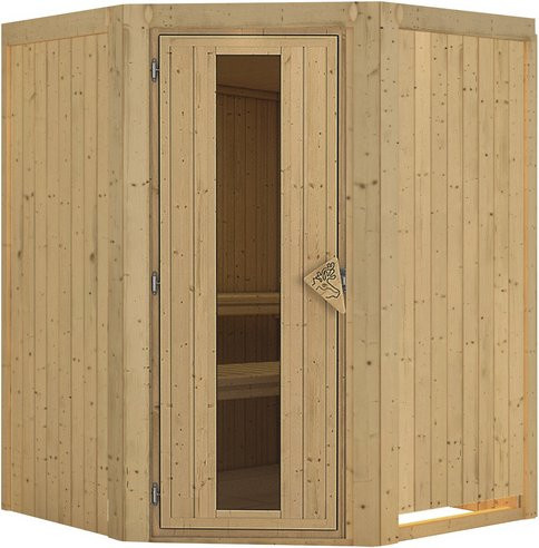 Karibu Sauna Wolmar für 3 Personen aus Fichtenholz in Beige ohne Ofen B: 198,0 cm, T: 151,0 cm, H: 151,0 cm - Bild 1