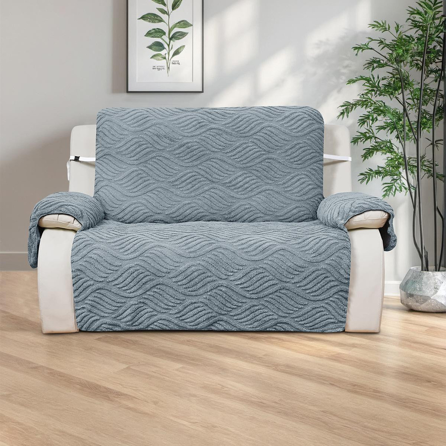 Yiran Furniture Doppelseitiger Jacquard Sofaüberwurf aus Baumwolle und Wolle in Grau oder Beige - Bild 1