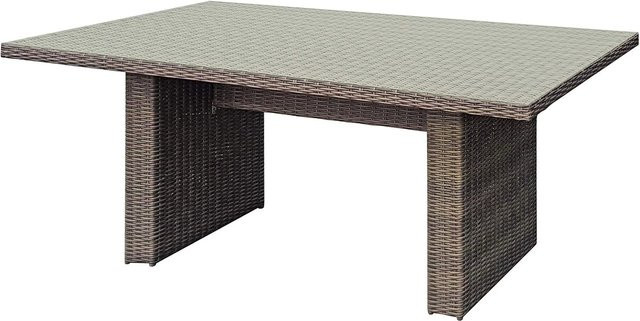 DELUKE Gartentisch MIAMI aus Kunststoff und Glas in NelkenBraun, wetterfester Terrassentisch für den Außenbereich, B/T/H: 200 x 100 x 75 cm - Bild 1