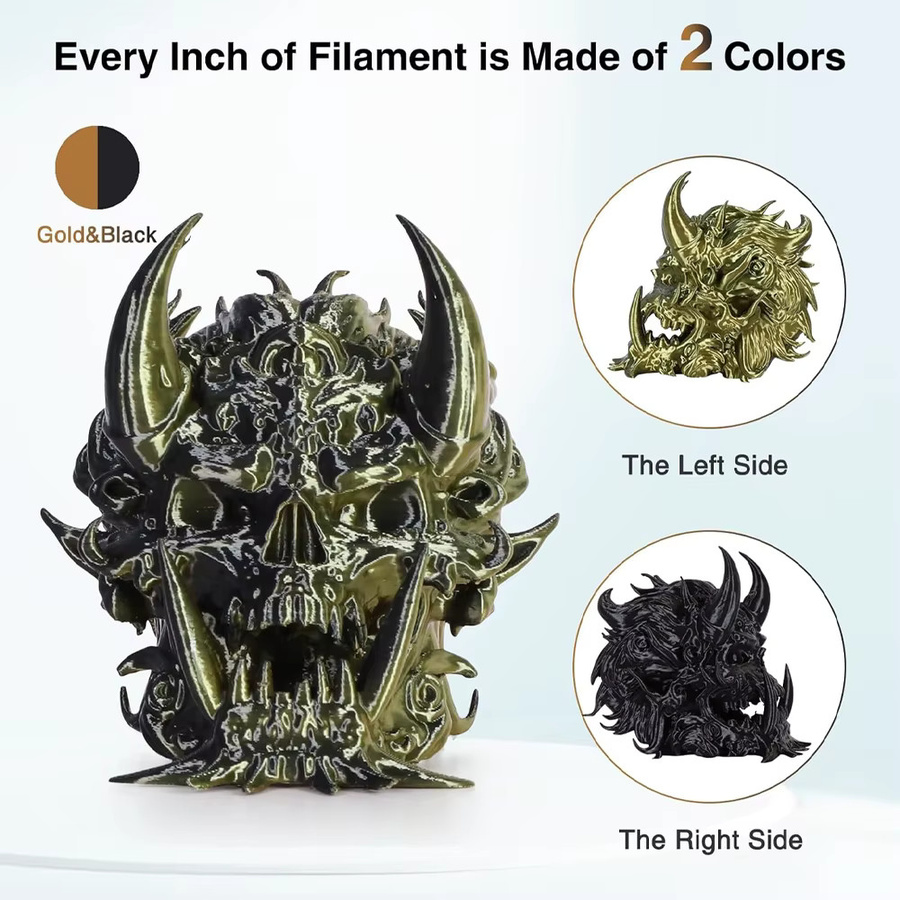 DINGSUN 3D-Drucker-Filament Seide PLA Zweifarbig 1,75mm FDM 4 x 250g - Bild 3