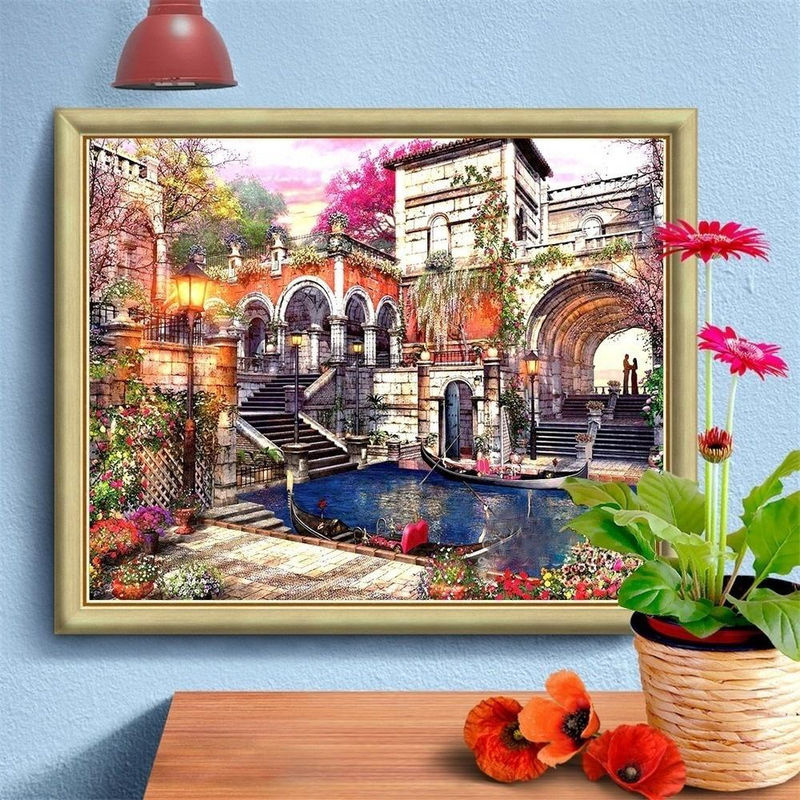 FIYO Diamond Painting Set Landschaft und Stadt als Wanddekoration, Mehrfarbig, B x H: 30 x 20 cm - Bild 2