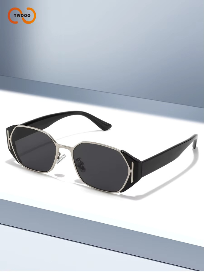 TWOOO Sonnenbrille Damen, Vollrand, Metall, schwarz - Bild 2