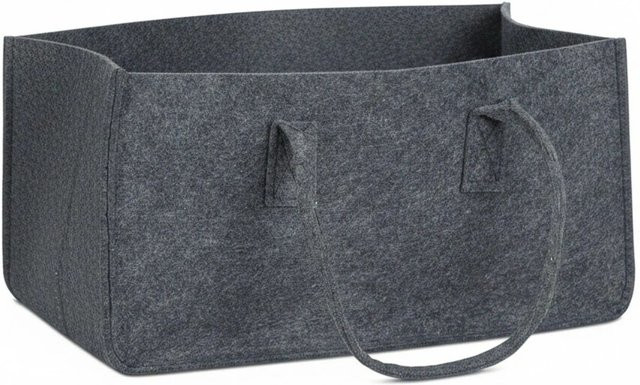 Relaxdays Kaminholztasche aus Filz in Anthrazit mit Henkeln, B/T/H: 25 x 25 x 50 cm - Bild 1