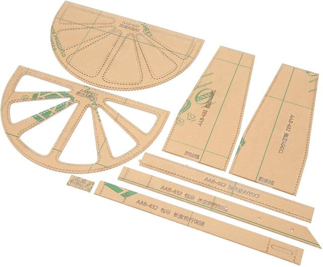Igeteck 8 Stück Acryl Muster Schablonen Vorlagen für Lederhandwerk DIY in Transparent und Beige - Bild 1