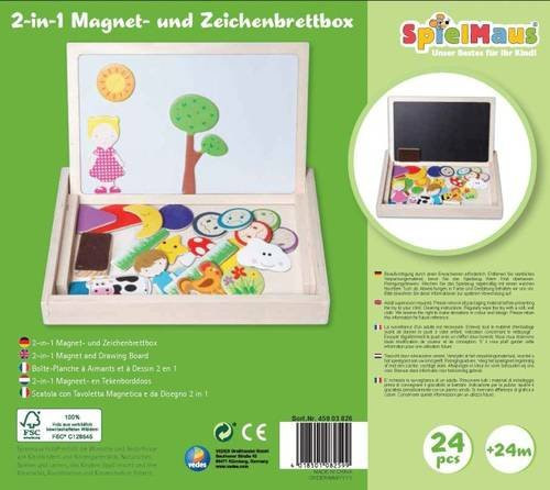 SpielMaus 2in1 Magnet- und Zeichenbrettbox aus Holz in Schwarz und Bunt - Bild 1