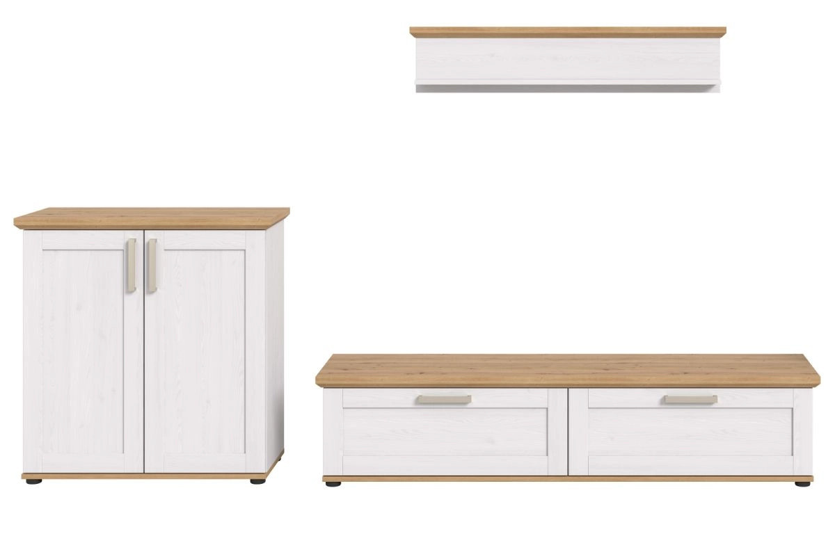 Inn.Furn Wohnwand Mirano 3-teilig im Landhausstil in Weiß Lärche, Breite: 260 cm - Bild 4