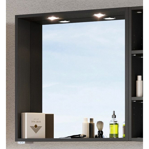 HELD MÖBEL Waschtisch-Set DAVOS, 8-teilig, grau, wandmontiert mit LED-Beleuchtung und integrierten Regalen - Bild 2
