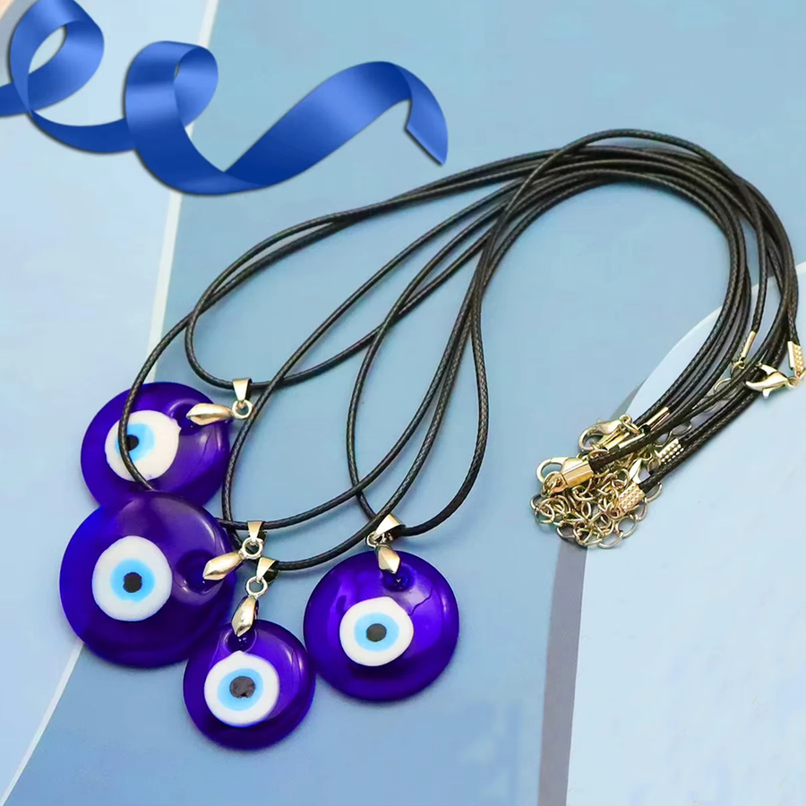 RechicGu Halskette, blaues Auge, Glas, Leder, Damen - Bild 2