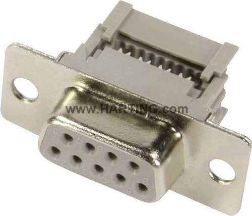 Harting D-SUB Buchsenleiste 180 Grad Polzahl 9 Schneid-Klemm Silber 09661186500 - Bild 1