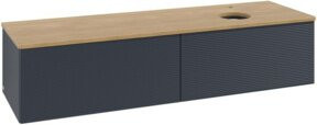V&B Waschtischunterschrank Antao mit Frontstruktur und LED-Beleuchtung, Farbe Eiche Honig Braun, B/T: 160 x 50 cm - Bild 1