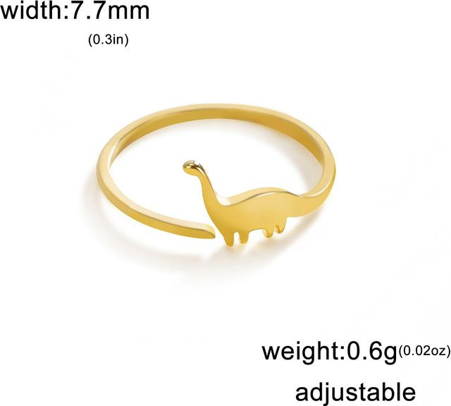 Dinosaurier Ring Edelstahl, Gold, Damen - Bild 1