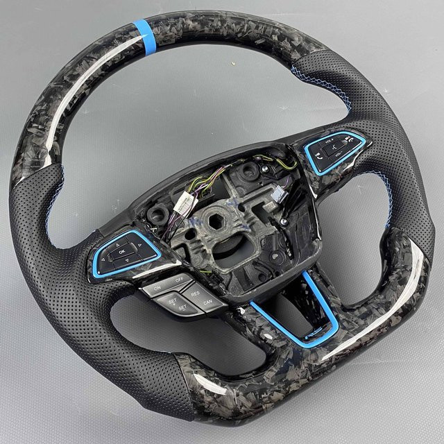 AMBW Geschmiedetes Kohlefaser-Lenkrad mit blauem Element für Ford MK3 ST RS - Bild 1