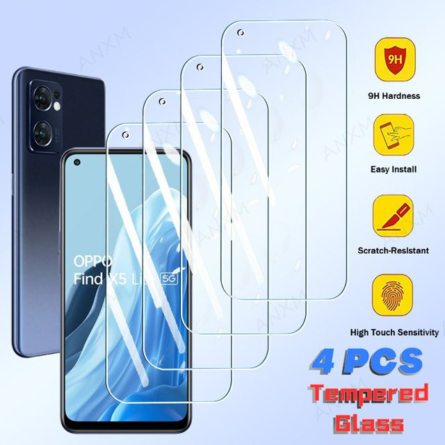 4er-Pack Displayschutzfolie aus gehärtetem Glas für OPPO Find X5 X3 X2 Lite 5 3 2 Lite in Transparent - Bild 1