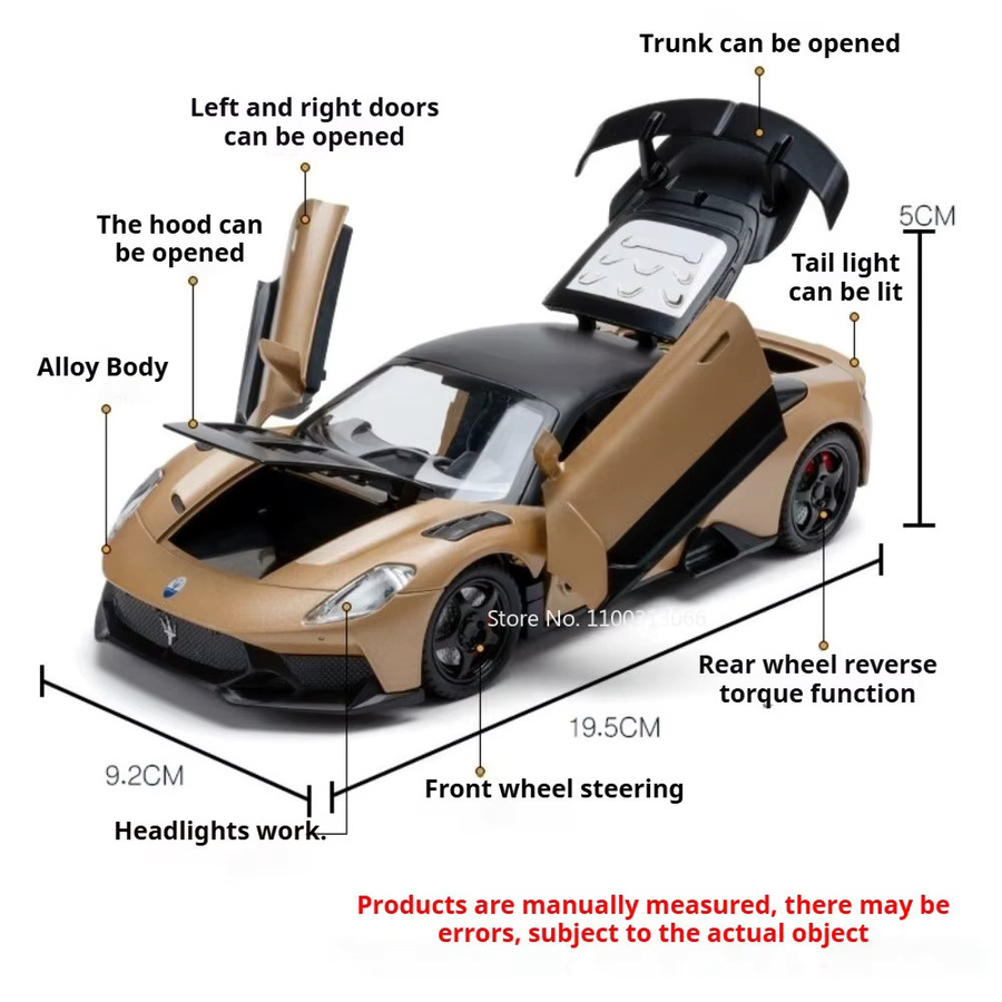 MAKEDA GT2 Tourbillon Modellauto, 1:24, mit Licht und Sound, aus Metall - Bild 2