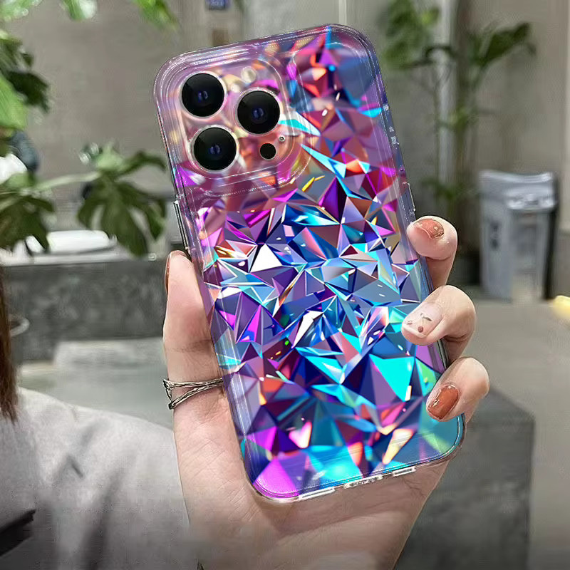 Samsung Handyhülle mit irisierendem Kristallcluster 2D-Muster in Multicolour für Galaxy S26 S25 S24 Ultra S23 S22 Plus S21 FE A17 A37 A57 A56 - Bild 4
