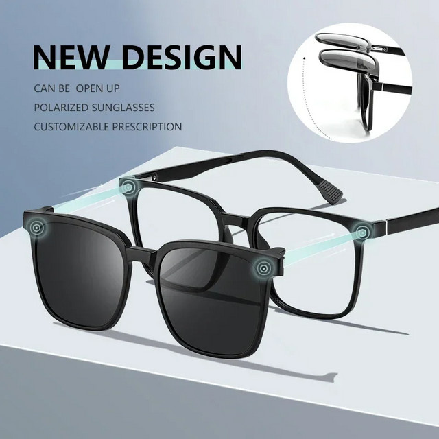 CLLOIO Sonnenbrille, magnetische Clip-Optik, Vollrand, Square, Schwarz, Unisex - Bild 1
