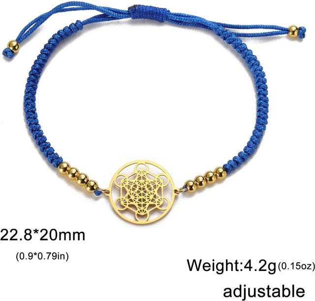 YULIN Armband Edelstahl, Erzengel Metatron Würfel Charms, Unisex, 17-22cm - Bild 1