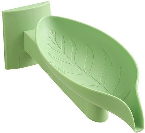 JMG Household Supplies Seifenhalter in Blattform mit Ablauf für die Wandmontage, Grün - Bild 1