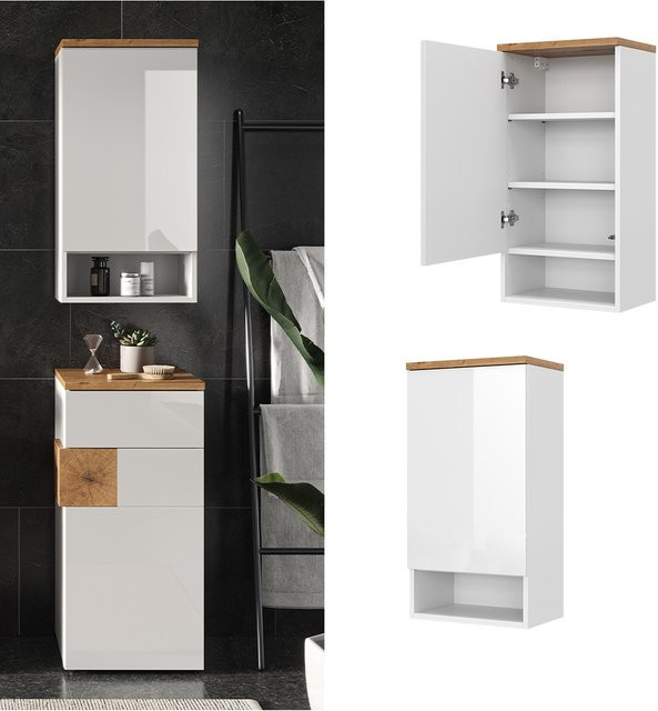 Vicco Hängeschrank Eden Badschrank Weiß Hochglanz, B: 40 cm, H: 77,5 cm, T: 27 cm - Bild 1