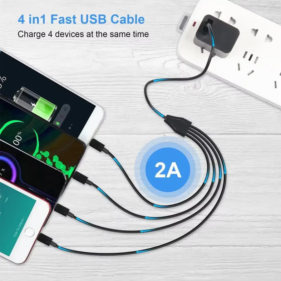 4-in-1 USB-C auf USB-C und Micro-USB Mehrfachladekabel in Schwarz, Länge: 50 cm - Bild 2