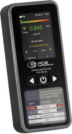 PCE Instruments Radon Monitor PCE-RD 40 in Schwarz mit Messbereich 3,3 Bq/m³ bis 370.000 Bq/m³ und Energiesparfunktion - Bild 1
