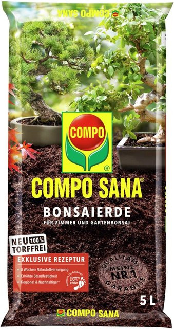 Compo Sana Bonsaierde torffrei für Zimmerbonsai und Gartenbonsai mit Quarzsand und Tonmineralien, 5 kg - Bild 1